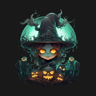 Witch Halloween Skull Night Scary Funny Pumpkin Halloween T-Shirt