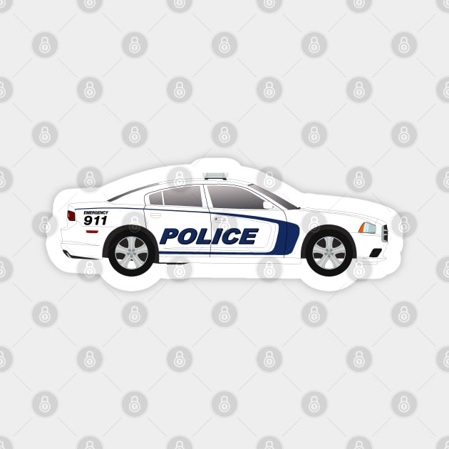 White Police Car Magnet by BassFishin