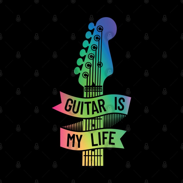 Guitar is My Life Electric Guitar Headstock Colorful Theme by nightsworthy