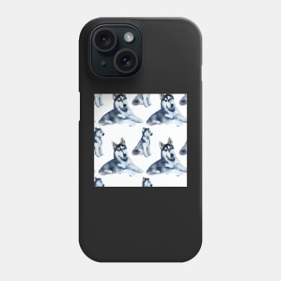 Siberian Husky Pattern Watercolor Phone Case