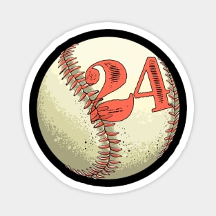 Vintage Baseball Number 24 Shirt Cool Softball Mom Magnet