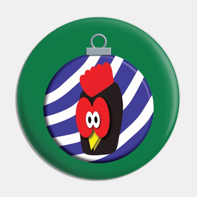 Funny Rooster Christmas Ornament Pin by DPattonPD