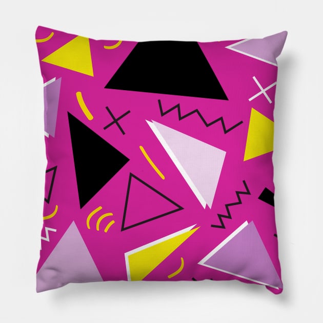 Memphis 80s style seamless pattern on pink background Pillow by Magic, Art, Patterns, Beauty!