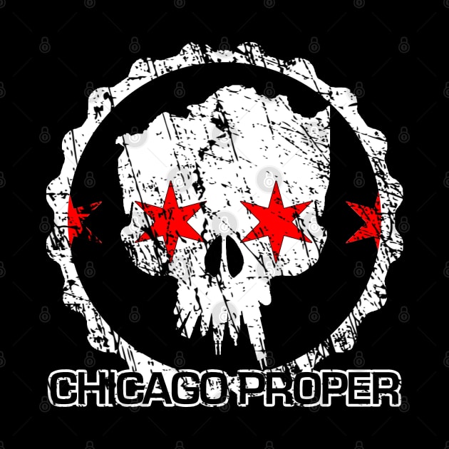 Chicago Proper Distressed Circle Skull by Chicago Proper