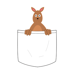 kangaroo looking out from a pocket T-Shirt