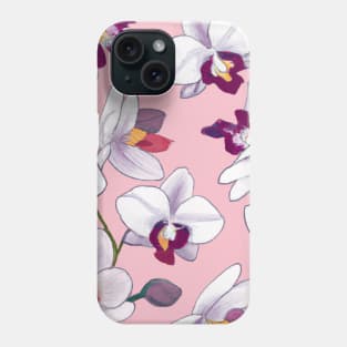 Purple Hues and White Blooms: Floral Design on Pink Phone Case