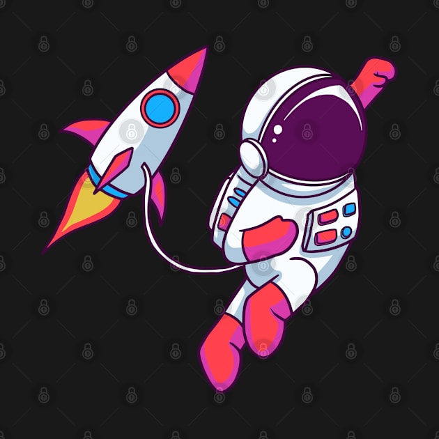 Astronaut Fly Rocket by mixedaiart