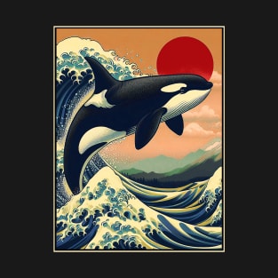 Orca in Japan Kanagawa Wave T-Shirt