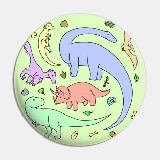 Pastel Colors Dinosaur Pattern Pin