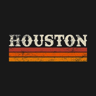 Retro Houston Texas Three Stripe Vintage Weathered T-Shirt