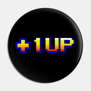 +1UP Level up shirt gaming pixel Pin