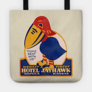 Defunct Hotel Jayhawk Topeka Kansas Luggage Label Tote