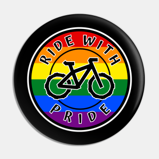 Ride With Pride Rainbow Round - Gay Cyclist - Bike Bicycle - Pride Pin