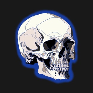 Skull design with blue lines and background T-Shirt