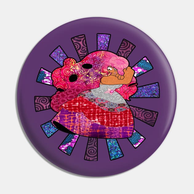 Pink & Purple Rose Quartz groovy collage Pin by artbyomega