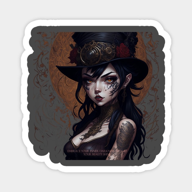 Embrace your inner darkness and let your beauty shine - Anime stempunk goth girl Magnet by AniMilan Design