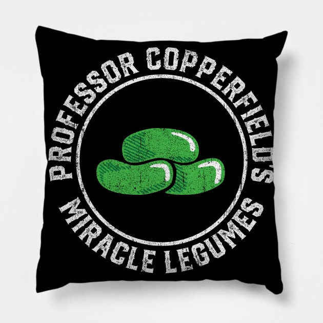 Professor Copperfield's Miracle Legumes Pillow by huckblade