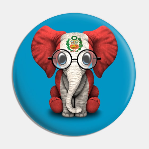 Baby Elephant with Glasses and Peruvian Flag Pin by jeffbartels