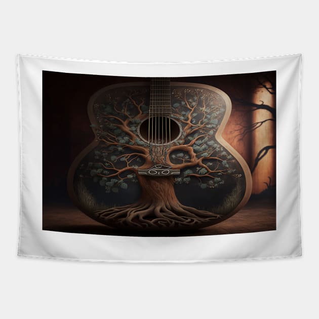 Acoustic Guitar Tree Of Life / Unwind Art Work Design Tapestry by Unwind-Art-Work