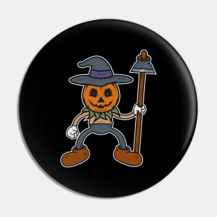 Retro 1930s Halloween Scarecrow Cartoon Pin