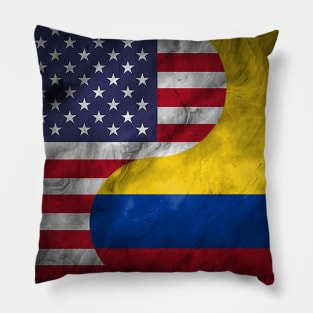 USA Colombia Dual Yin Yang Flag Pillow