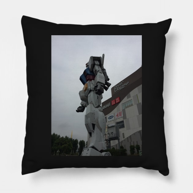 Gundam Mobile Suit #01 RX-78-2 Diver City Tokyo 3 Pillow by PugDronePhotos