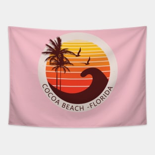 Cocoa Beach Florida Retro Sunset Design Tapestry