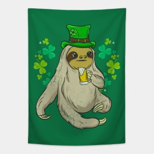 St Patricks Day Sloth Leprechaun Irish Beer Tapestry