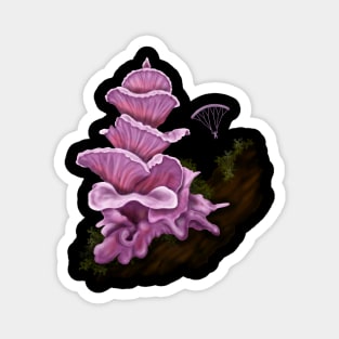 Hang Gliding off Pink Pagoda Mushroom Magnet