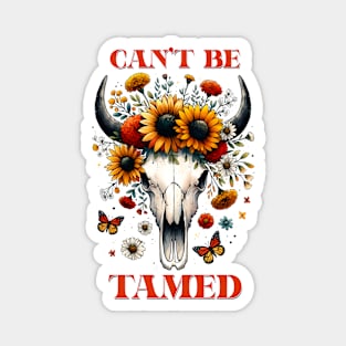 "Can't Be Tamed" Western Bull Skull Magnet