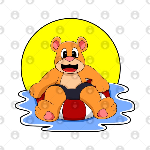 Bear at Swimming with Swim ring by Markus Schnabel