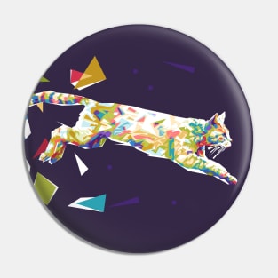 Cat Jumping Colorful Background Pin