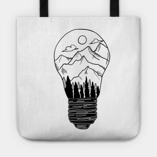 Mountains in a lightbulb creative handdrawn Gift Tote