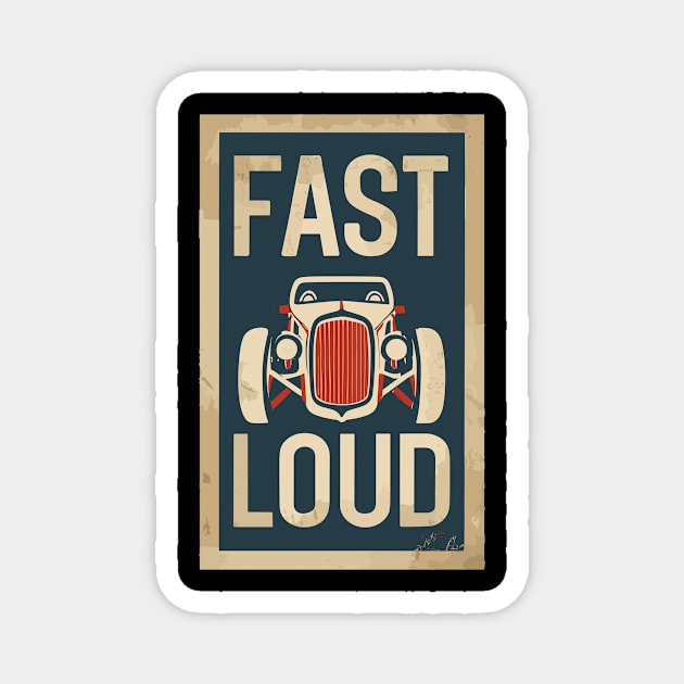 fast and loud retro car Magnet by Kingrocker Clothing