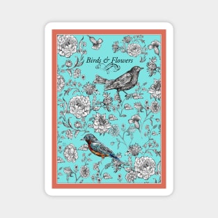 Birds & Flowers - Vintage. Magnet