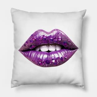 Bejeweled Purple Lips Pillow