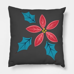 Poinsettia Holly Splash Pillow