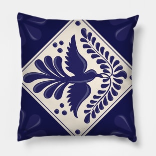 Mexican Talavera Tile with Flying Dove Pillow