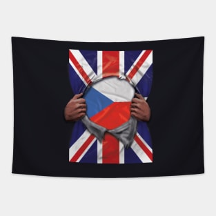 Czech Republic Flag Great Britain Flag Ripped - Gift for Czech From Czech Republic Tapestry
