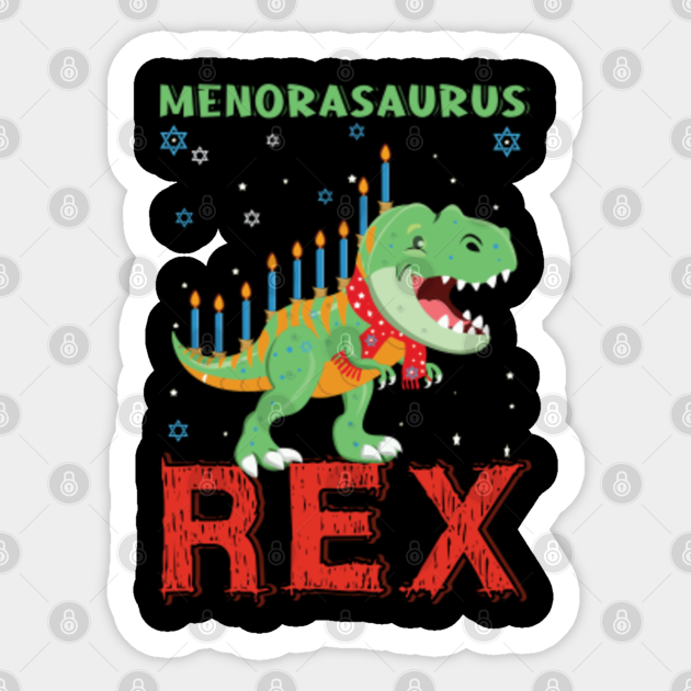 Menosaurus Dinosaur Candle Menorah 2021 Hanukkah - Hanukkah - Sticker