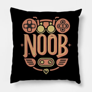 NOOB txt with Bike sign written in Vintage Style For Gamer Pillow