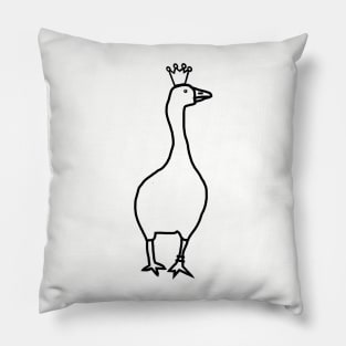 Goose Wears Stolen Crown Minimal Line Drawing Pillow