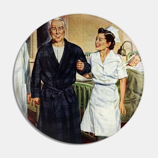 Vintage Science and Medicine, Doctor and Nurse with Elderly Patient Pin