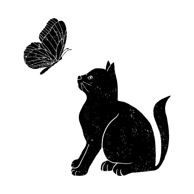 Cat and Butterfly by Katia Galante Art