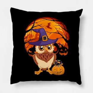 Owl pumpkin witch Pillow