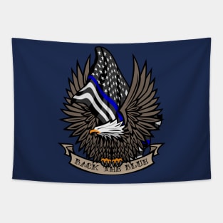 Back the Blue USA Police Blue Line Flag With Eagle Tapestry