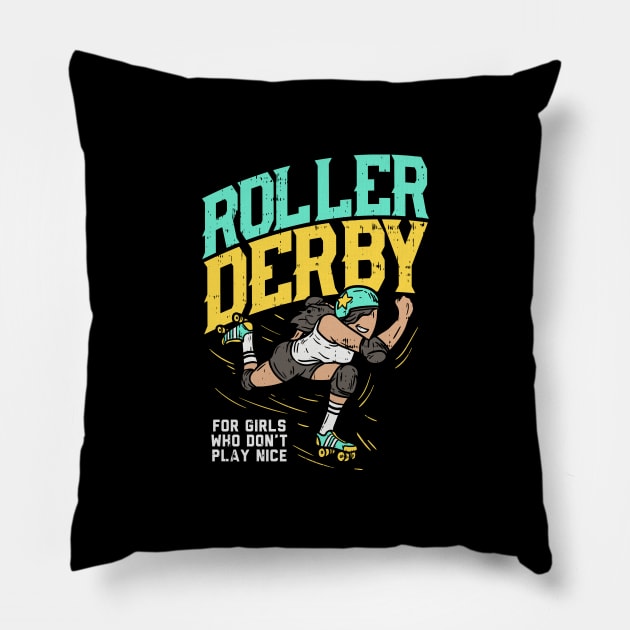 Roller Derby Tshirt I roller skating Pillow by biNutz