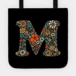 Hippie Floral Letter M Tote