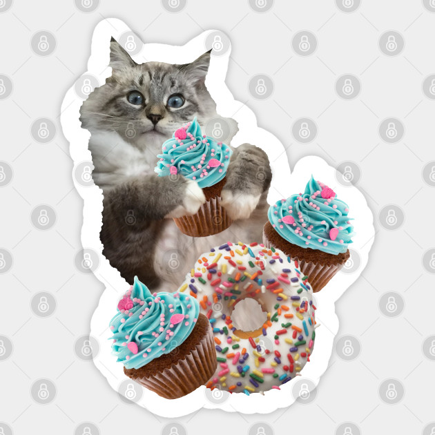 Cat Cupcake Donut Cat Cupcake Donut Sticker Teepublic Au
