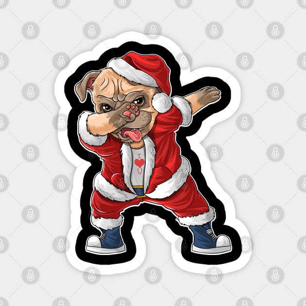 Dabbing Dog Santa Hat Christmas Magnet by DragonTees